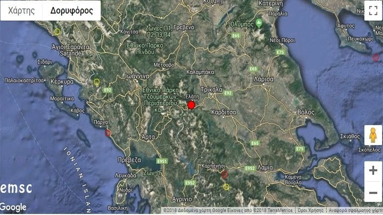Σεισμός 3,4 Ρίχτερ στα Τρίκαλα